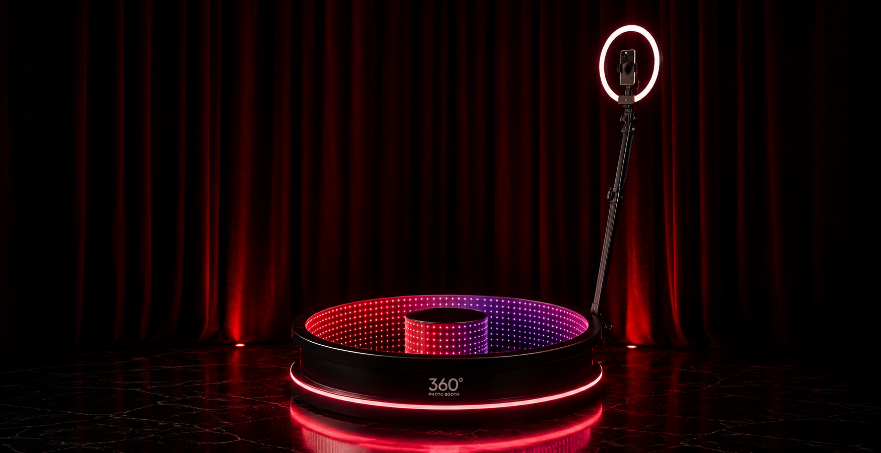 Socialite Studios 360 photo booth — LED platform with ring light